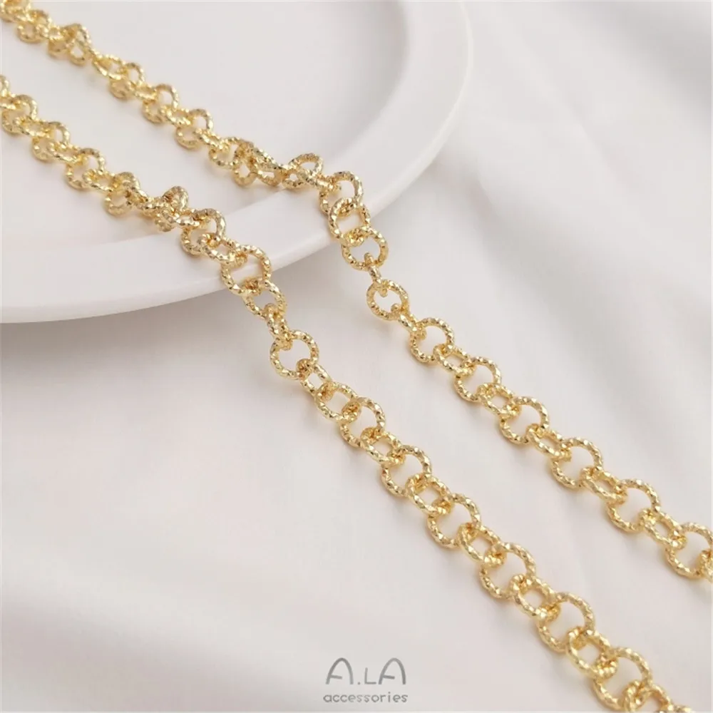 

14K bag gold 8mm batch flower circle O chain rough circle chain handmade DIY bracelet necklace accessories loose chain