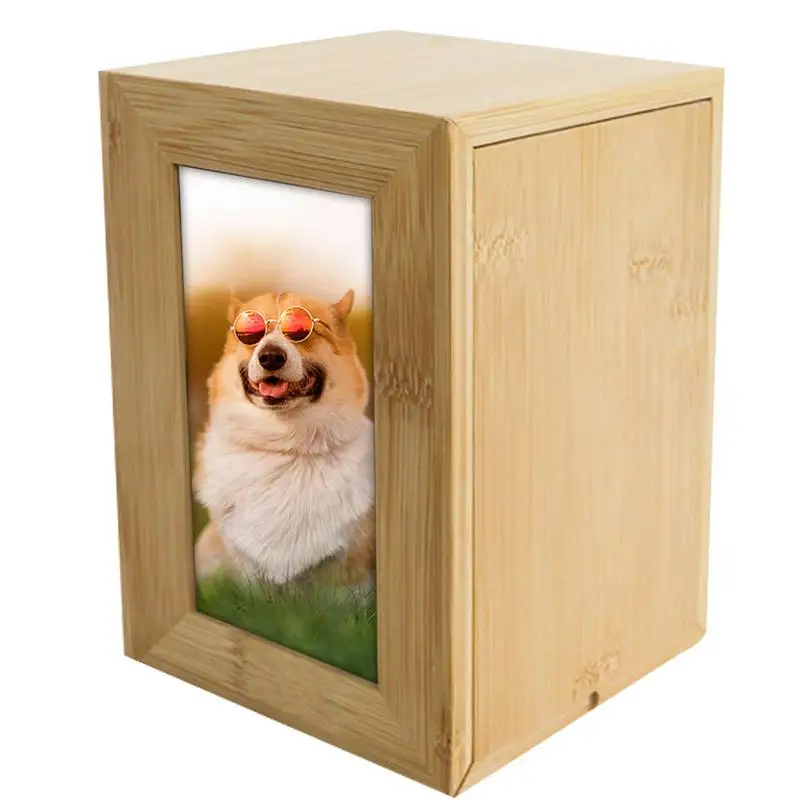 

Деревянная урна для домашних животных, урна для кремации, памятные урны для золы с фоторамкой, деревянные урны для домашних животных