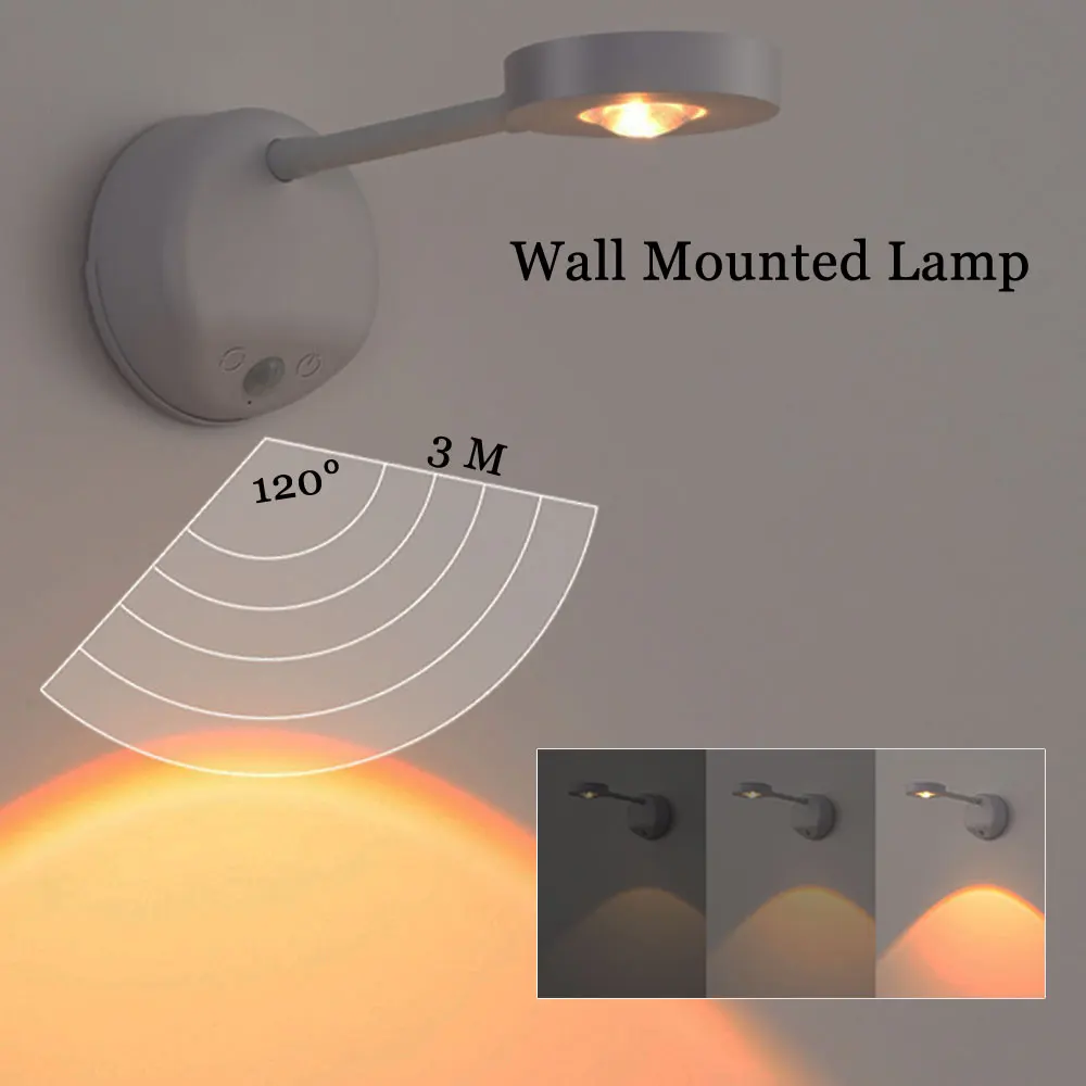 

LED Human Body Induction Night Lights Wall Mounted Lamp Smart Touch Type-C Night Lamp Wiring Free Interior Decor Gift Spotlights