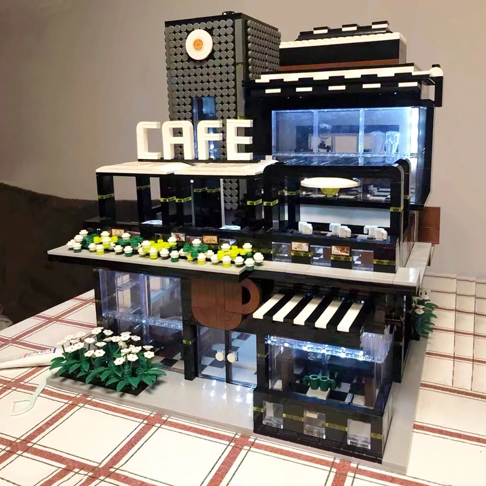 

86007 Creative Expert MOC City Street View Corner Cafe Coffee Modular House Bricks Model Building Blocks Toys Gifts 4314Pcs