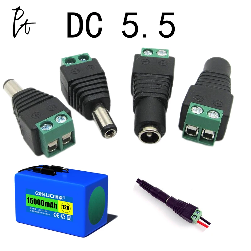 

Женский и мужской разъем постоянного тока 5,5x2,1 мм 5,5*2,5 мм 3,5*1.35 фотоадаптер со светодиодной лентой