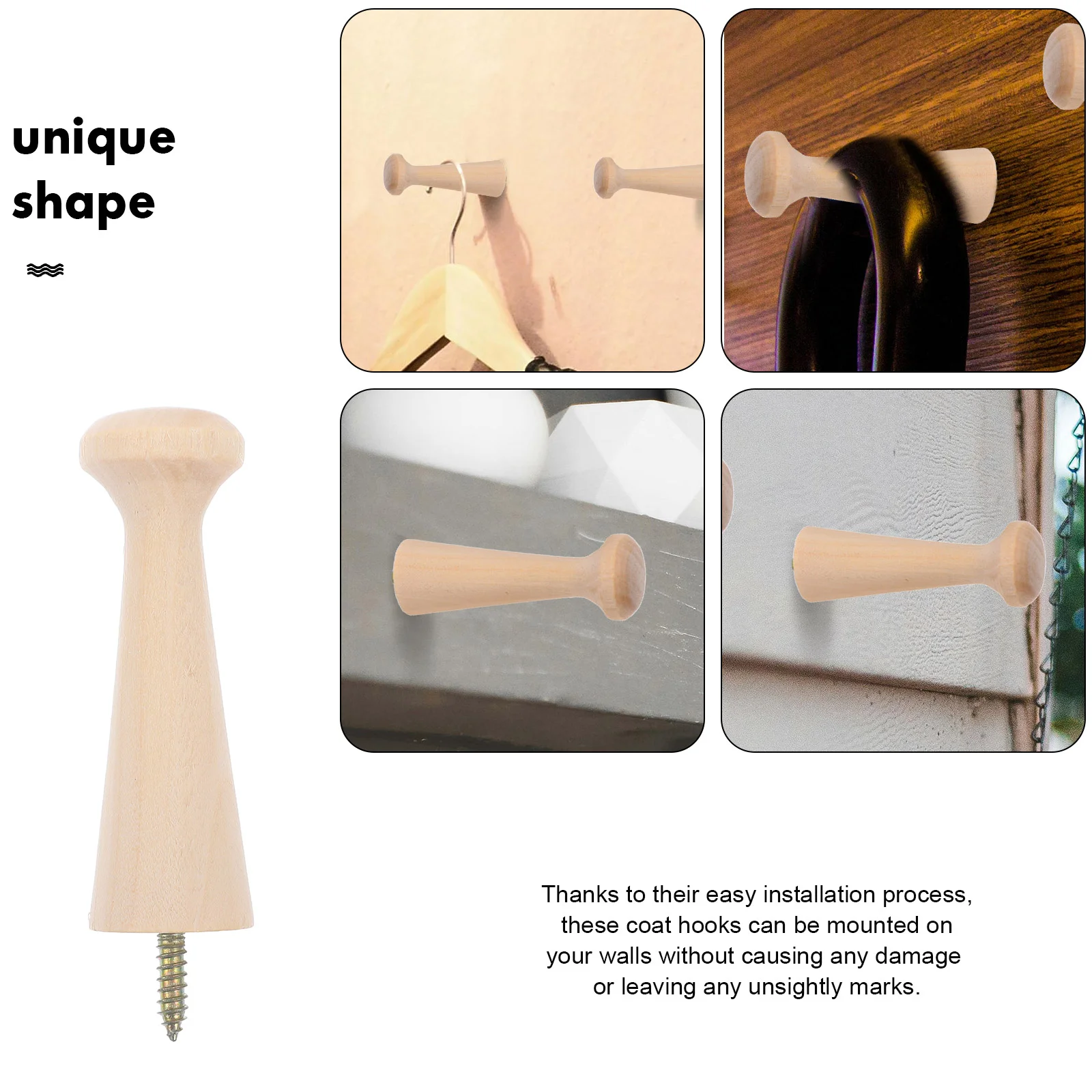 10 шт. потолочные вешалки крючок из цельного дерева деревянные настенные колышки