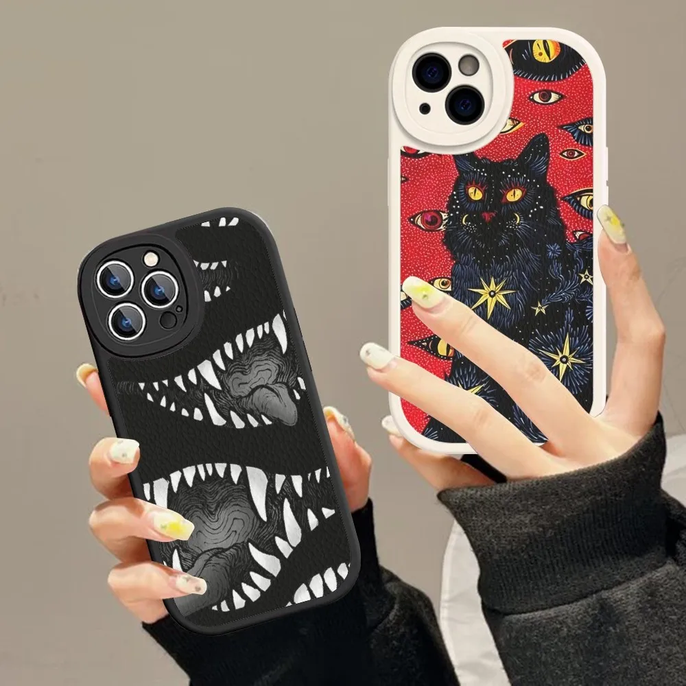 

Scary Face Eyes Smiley Phone Case Hard Leather For iPhone 14 13 12 Mini 11 14 Pro Max Xs X Xr 7 8 Plus Fundas