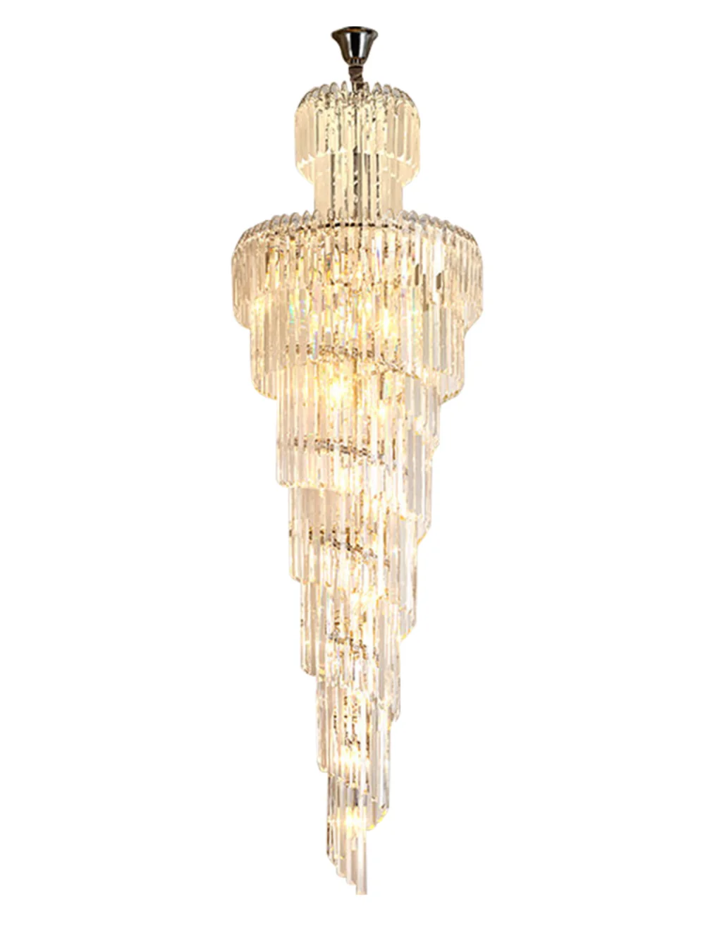 

Светодиодная Подвесная лампа, современная роскошная хрустальная люстра для гостиной, хром, спиральная лестница, двухуровневый декоративны...