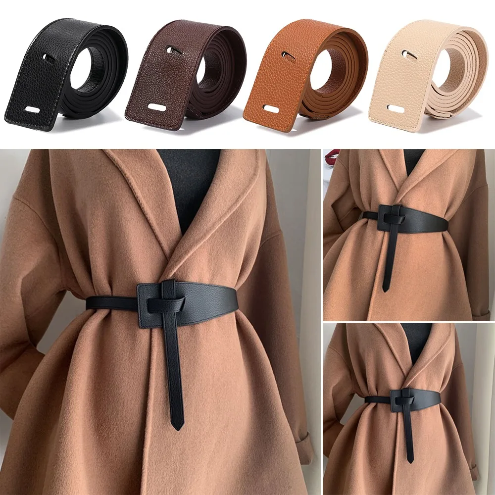 Lady Fashion Mujer Dress Decoration Strap Belts Dress Waistband Waist Belt Knot Buckle Faux Leather Belts