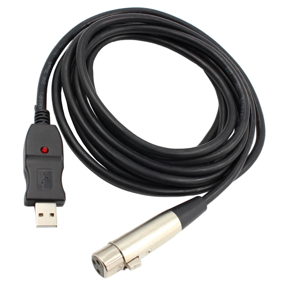 

USB 2.0 Microphone Cable Audio Converter Cord for Singing Recording