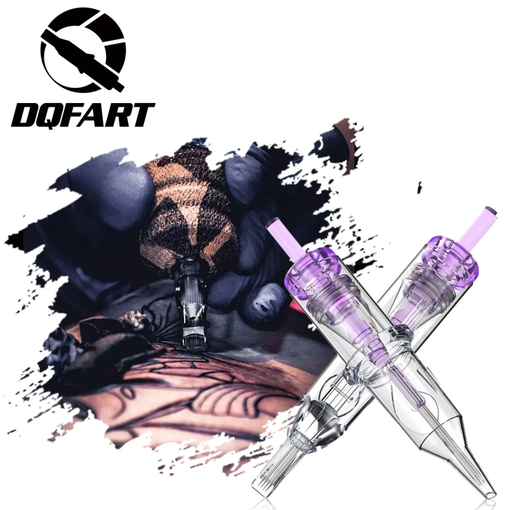 Фото DQFART Новые фиолетовые прозрачные иглы для татуировок, 10 шт./набор, 50 шт./набор, высококачественные профессиональные аксессуары для боди-арта с креативным дизайном. №1