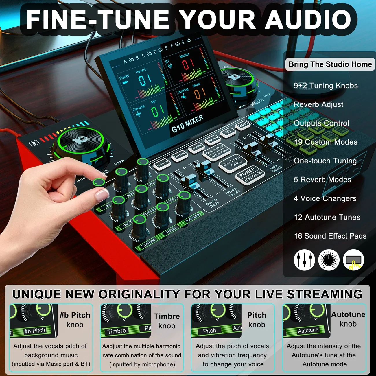 USB аудио интерфейс оборудование для подкастов смеситель и вокальные эффекты