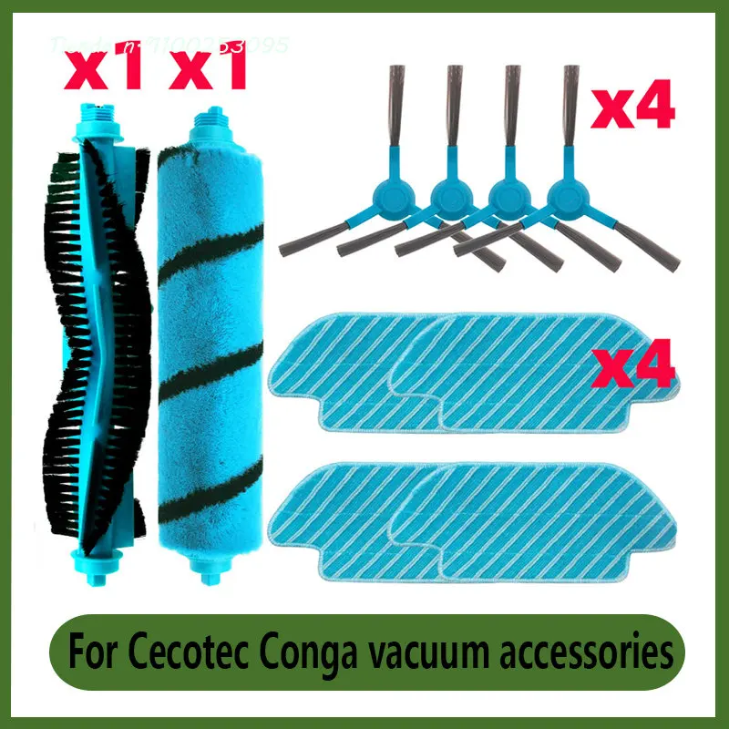 Main Brush Side Brush Mop Cloths Rag Replacement for Cecotec Conga 4090 4690 5090 5490 6090 Robotic Vacuum Cleaner Spare Parts