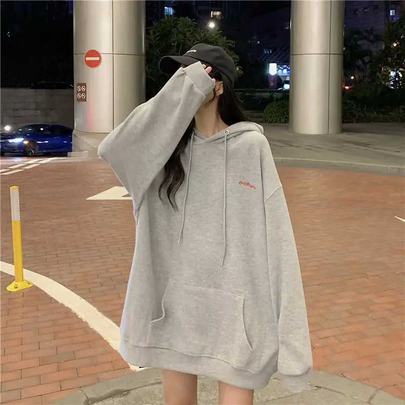 Толстовка женская оверсайз в Корейском стиле Модный тонкий базовый свитшот