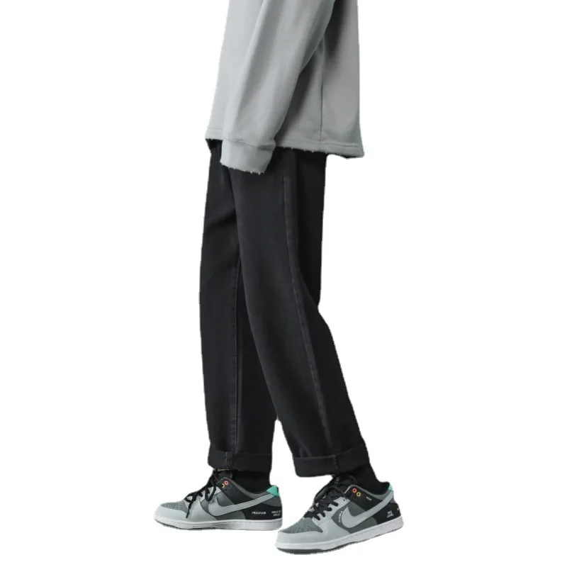 2022 Autumn and Winter New Casual Jeans Men Loose Straight Wide Leg Pants Fashion Trousers Boutique Clothing Simple Style