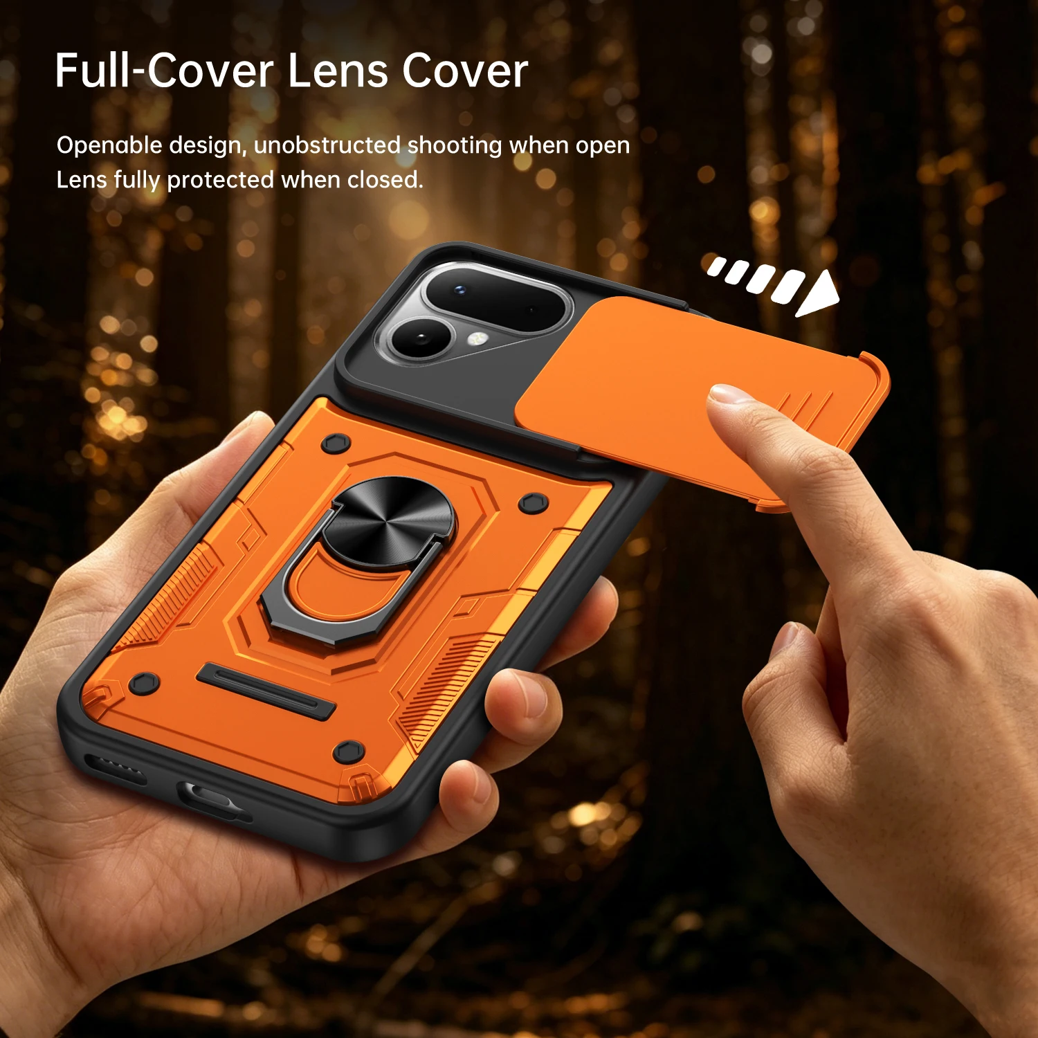 Фото Чехол Nanshan Armor для Tecno Pova Curve 2 5G с защитой объектива камеры, металлическим кольцом-подставкой и противоударным покрытием №2