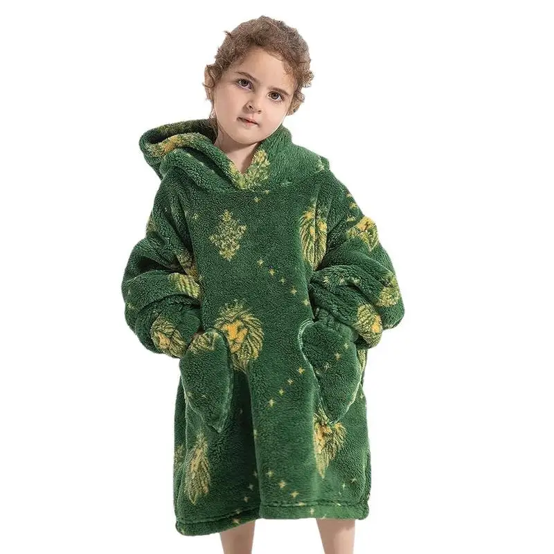 

Kids Blanket With Hood Wearable Oversized Fluffy Blanket Hoodie For Kids With Pocket Comfy Children Hooded Blanket To Keep Warm