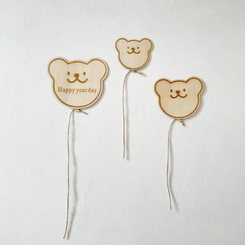 

INS Nordic Wooden Bear Balloon Wall Sticker For Kids Room Decorations Ornaments Wood Crafts Baby Gifts Nursery Decor Photo Props