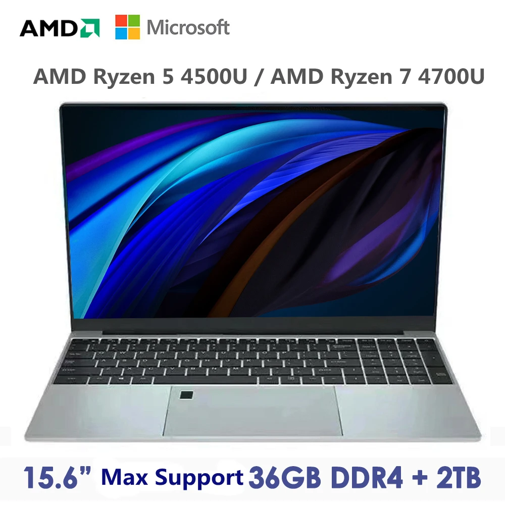 Max Ram 36GB Rom 2TB SSD Metal Computer 5G Wifi Bluetooth AMD Ryzen 5 4500U Ryzen 7 4700U Windows 10 11 Pro Gaming IPS Laptop