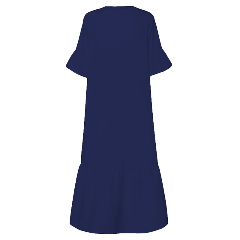2022 Summer Women Sexy V-neck Long Maxi Dress Elegant Print Linen Boho vestidos robe White Plus Size 5xl Female Loose Dresses