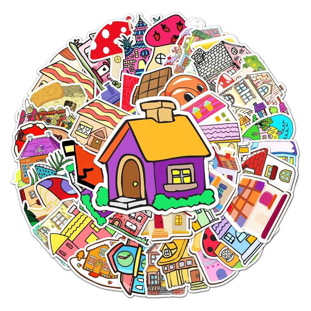 

10/30/50PCS Cute House Creative Cartoon Children Stickers Decoration Journal Luggage Laptop IPad Waterproof Stickers Wholesale