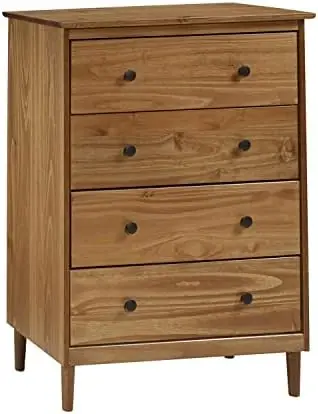 

Wood Dresser Bedroom Storage Drawer Organizer Closet Hallway, 4 Drawer, Walnut