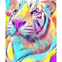 gatyztory 40x50cm pop style frameless diy painting by numbers colorful tiger pictures by numbers on canvas animals home decorati