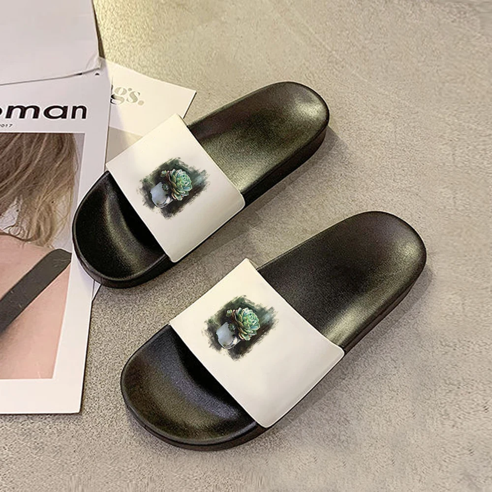 

Cactus Flowers Print Unisex Slippers Kawaii Summer Slipper Pvc Outdoor Slides Thick Soled Pool Indoor Home Women Slipper C