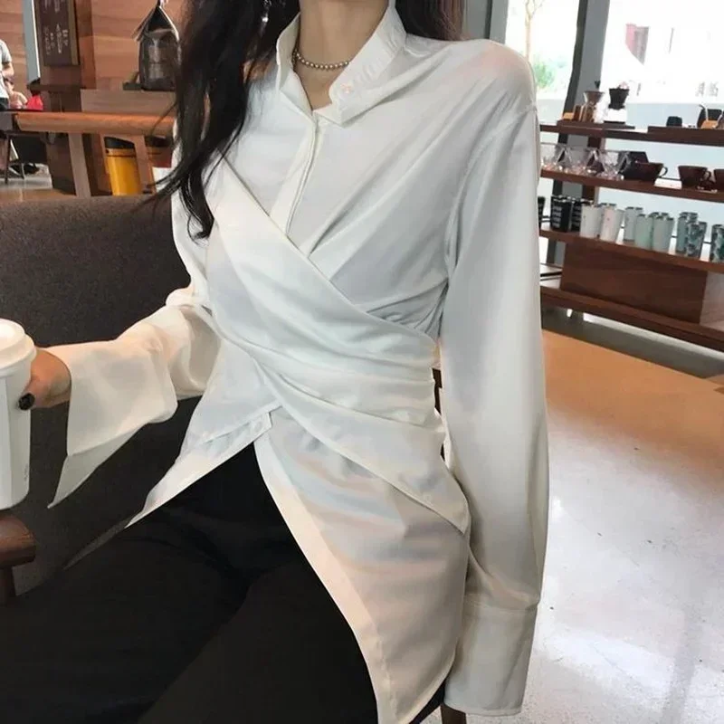 Deeptown женские блузки в корейском стиле туника белая повседневная шикарная