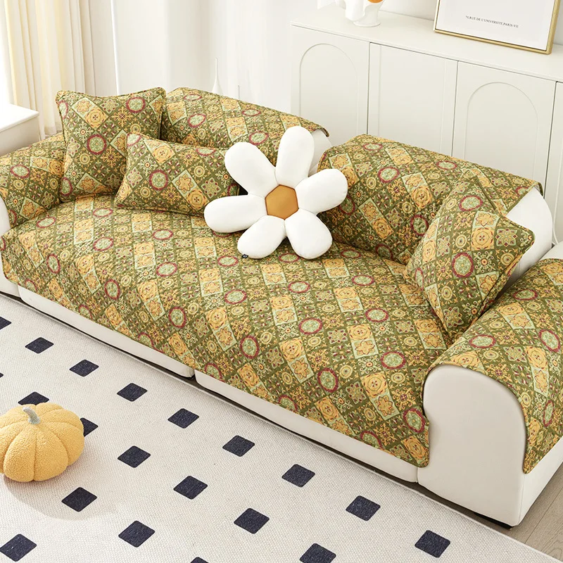 

Противоскользящий чехол для дивана, всесезонное универсальное хлопковое Угловое покрывало для дивана, полотенце для 1/2/3/4-местного дивана в гостиную