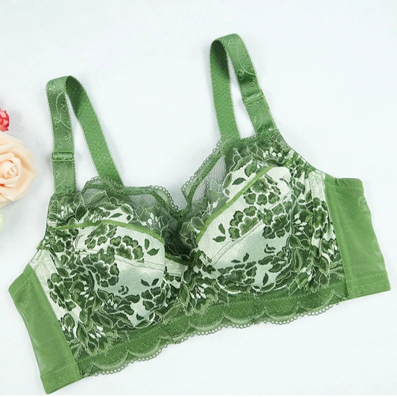 Womens Ultra Thin Bra Full Coverage Non-Padded Underwire Lace Lingerie For Female Plus Size 75 80 85 90 95 100 105 110 D E F G H