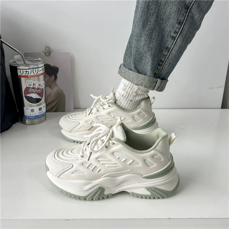 Fujeak Comfortable Sneakers for Women Size Large Non-slip Breathable Running Shoes Heightened Casual Shoes Trendy Female Shoes