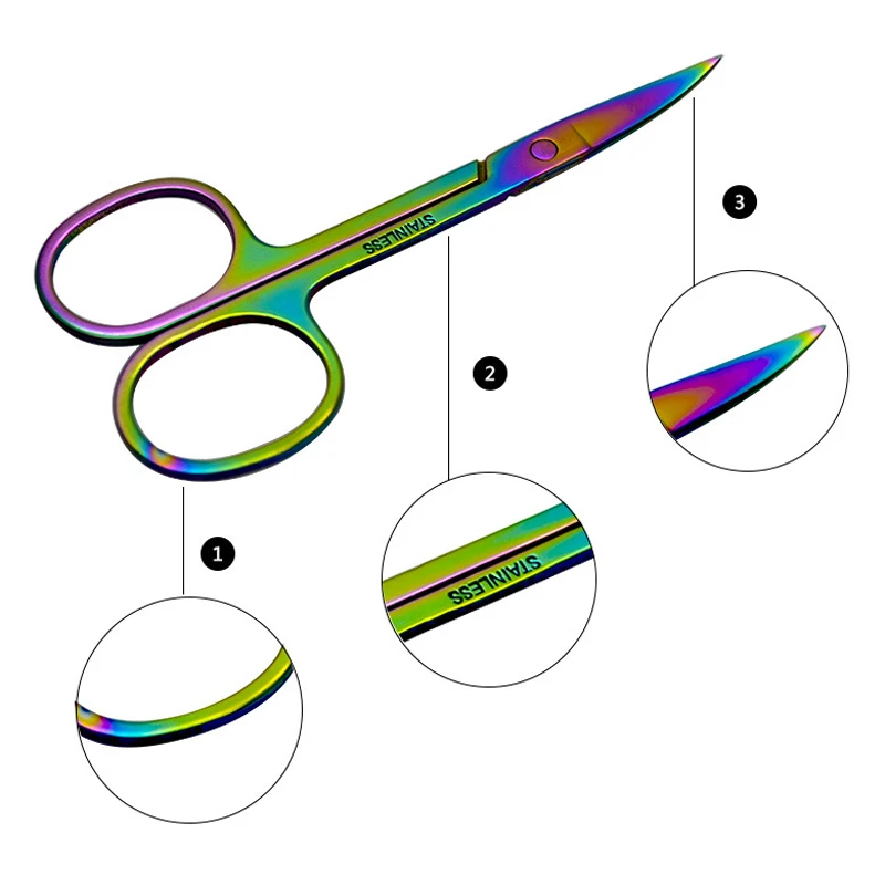 

1PC Colorful Stainless Steel Eyebrow Scissor Trimming Skin Tool Nail Beauty Hair Makeup Scissor Remover Dead Eyebrow Scissors