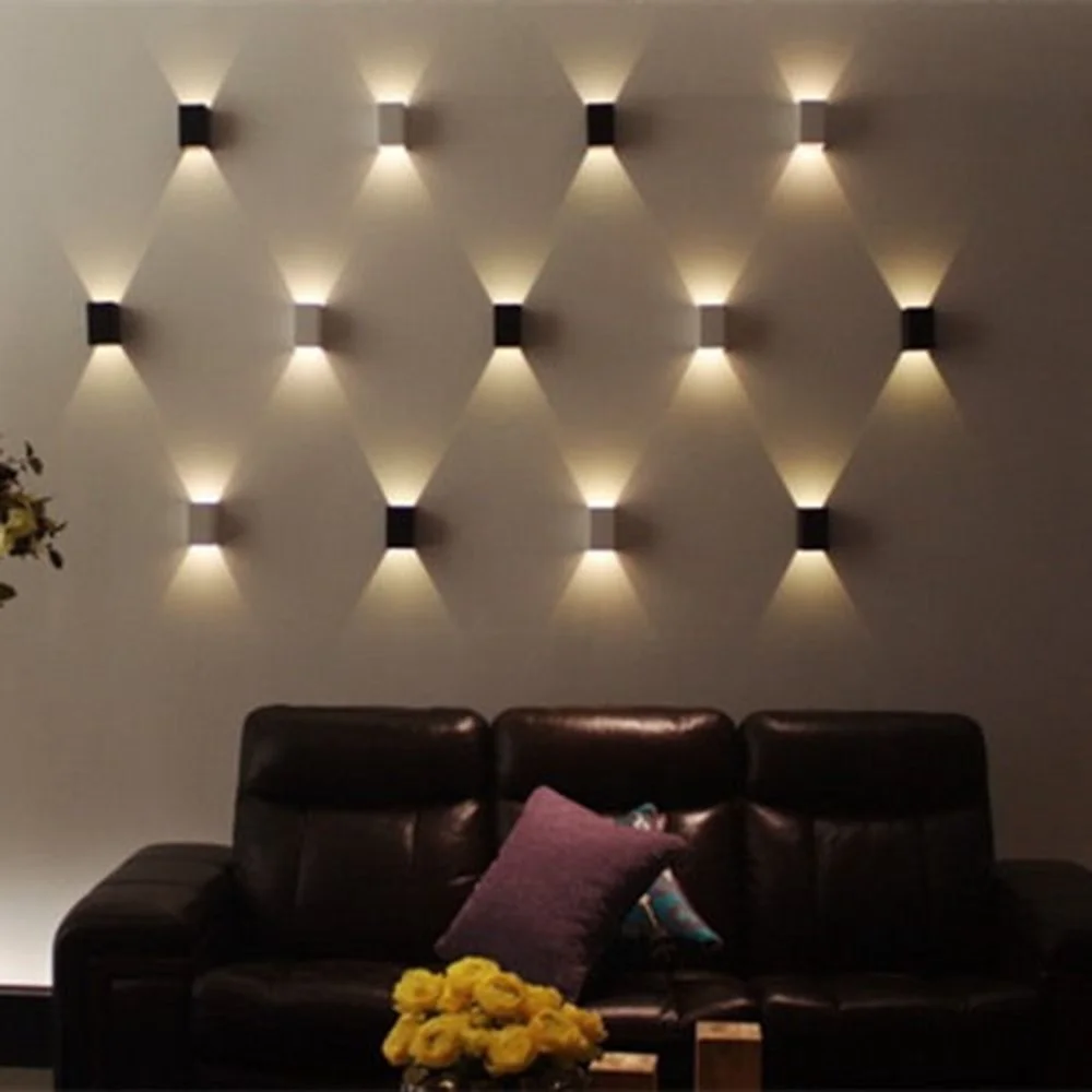 3W Modern Led Wall Light 85-265v Aluminium Indoor Cubic Body Up Down Ray of Lighting Bedroom Hallway Living Room Sconce Lights