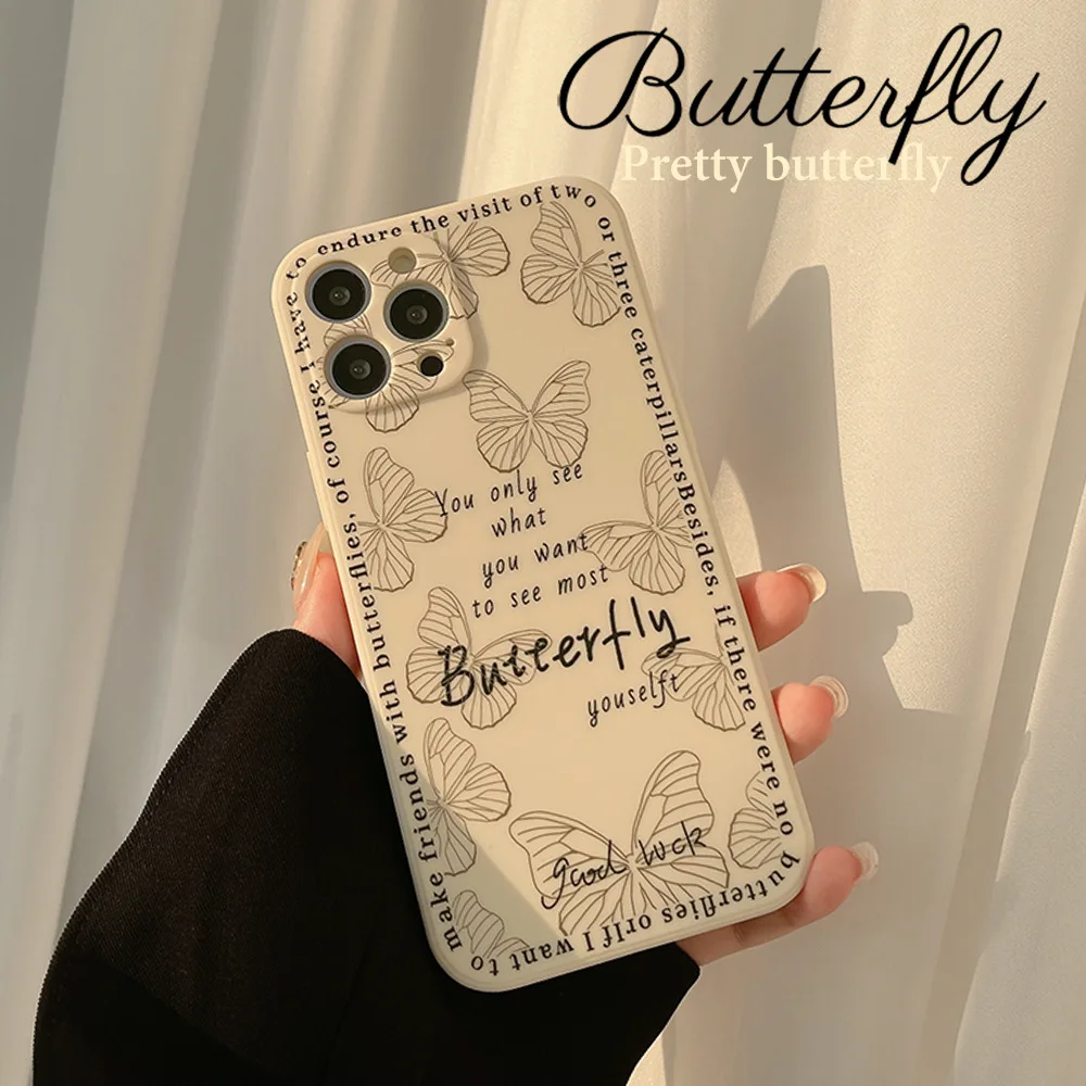 

Painted white full screen butterfly Phone Case For iphone14 13 12 11 ProMax XXR XSMAX 78Plus TPU soft shell Fashion new products