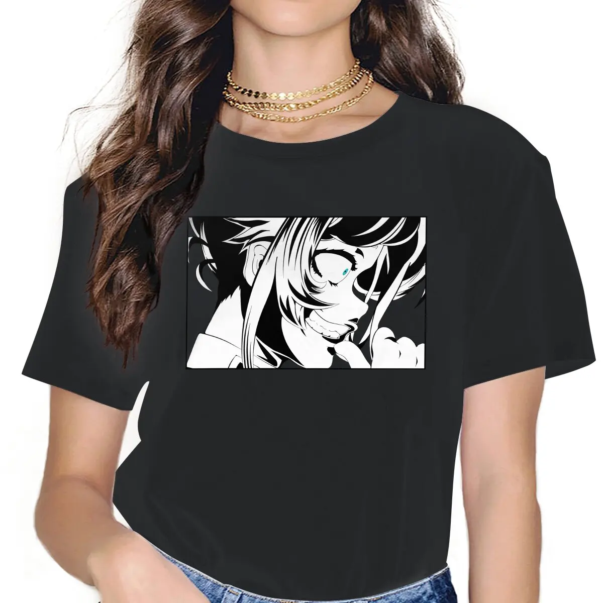 

Женская футболка с коротким рукавом Smile, летняя футболка с коротким рукавом и круглым вырезом, аниме Сага Таня и зло