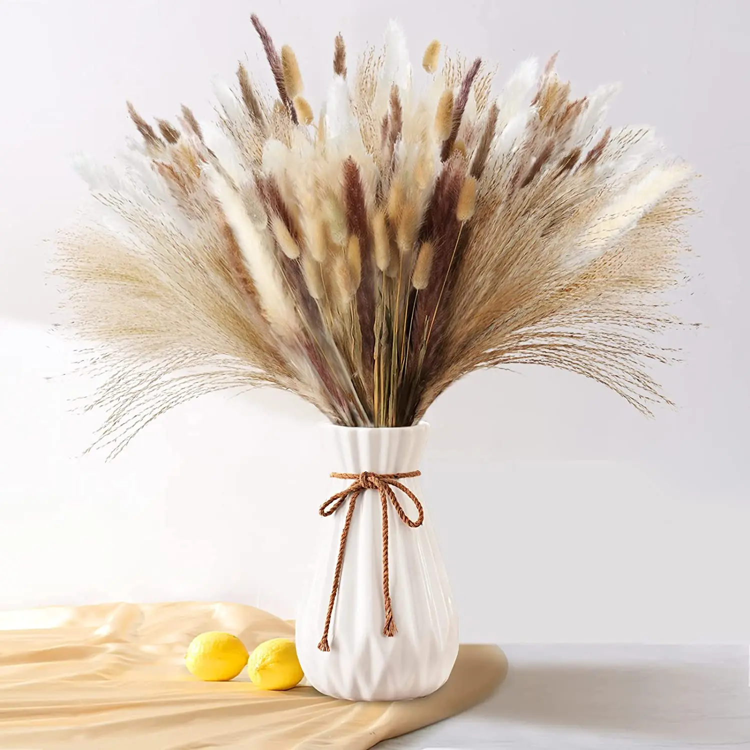 

Dried Pampas Reed Decoration 75pcs Natural Flower Bouquet Rabbit Tail Boho Home Living Room Table Wedding Christmas Decoration