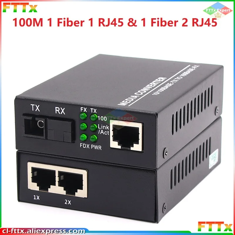 

1Pair Fiber port RJ45 Ethernet ports 100/1000M Media Converter Single Mode Gigable Fibre Optical Transceiver Single Mode 20/25KM