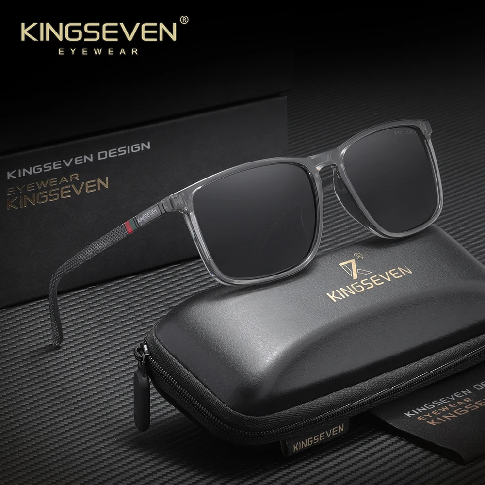 Фото KINGSEVEN прямоугольные солнцезащитные очки для мужчин и женщин, повседневные очки для вождения, поляризационные очки UV400 №2
