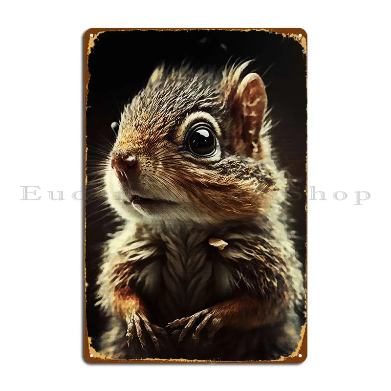 

Cute Squirrel Portrait Metal Plaque Decoration Vintage Wall Decor Print Mural Tin Sign Poster