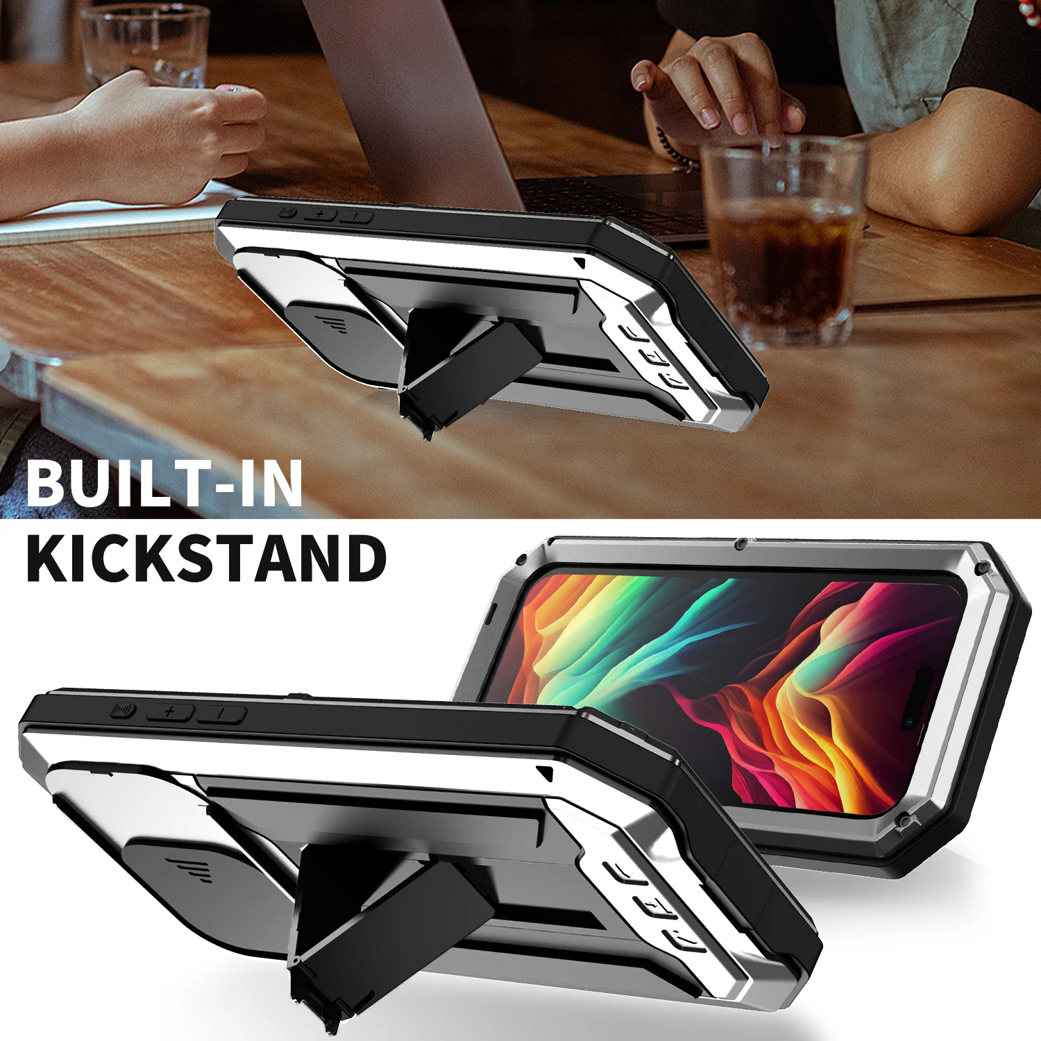 Защитный складной армированный чехол R-Just для объектива камеры iPhone 15/15 Pro/15 Plus/15 Pro