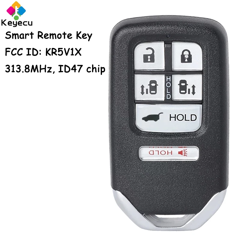 

KEYECU Smart Remote Control Car Key With 6 Buttons 313.8MHz ID47 Chip for Honda Odyssey 2014 2015 2016 2017 Fob FCC ID: KR5V1X