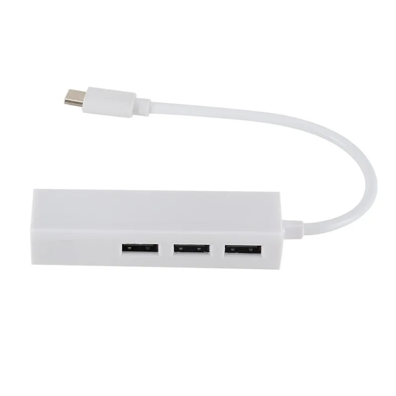 

High Quality Typ-C Network Hub RJ45 Lan Network Card 3 Port USB to Ethernet Adapter for Mac iOS Android PC Network Cards RTL8152