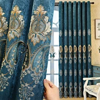 new european style embroidered luxury palace curtains thick chenille blackout curtains custom for living dining room bedroom