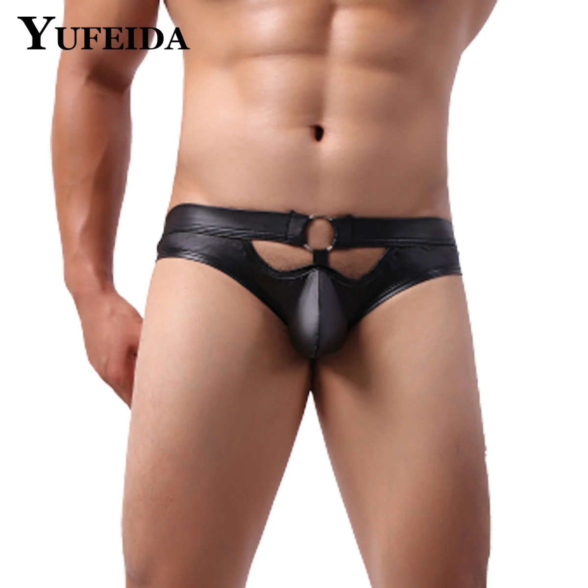 

YUFEIDA 1/3Pcs Faux Leather Jockstrap Underwear Erotic Men's Panties Sexy PU Leather Lingerie Backless Male's Thongs Underwear