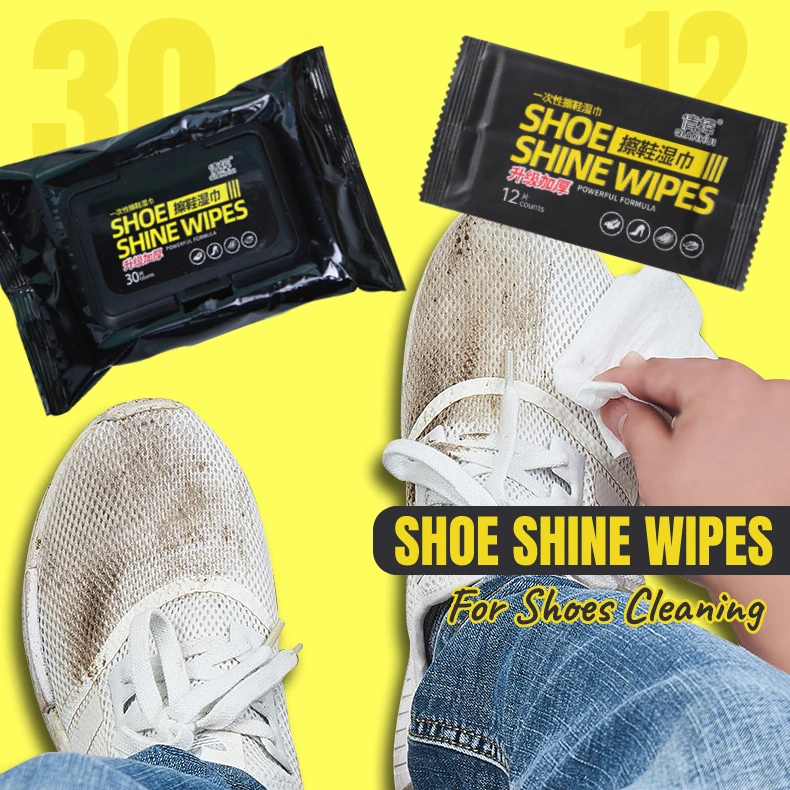 

Shoe Shine Wipes 12/30pcs Upgrade Thickened Shoe Cleaning Cloths Quick Wipe Portable For Sneakers Shoes Cleaning Care Tools