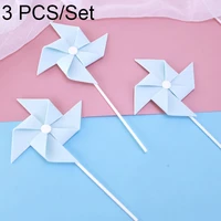 3 pcsbag creative children foam paper 3d colorful windmill happy birthday cake topper candy bar cake supplies party favors new