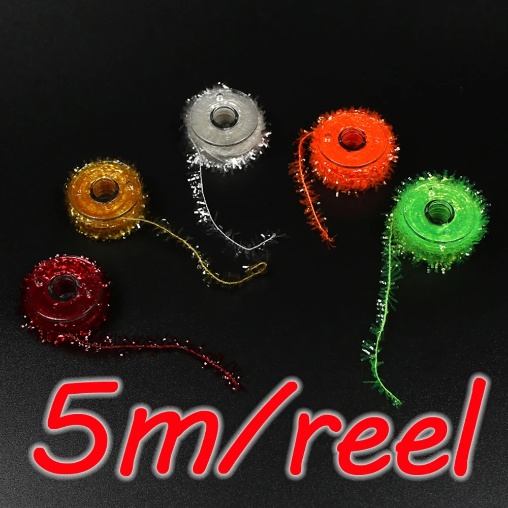 ICERIO 25 Colors 5m/reel Fly Tying Tinsel Chenille Material for Streamer Lures Crystal Flash Dubbing Fiber/Flex Hackle Material