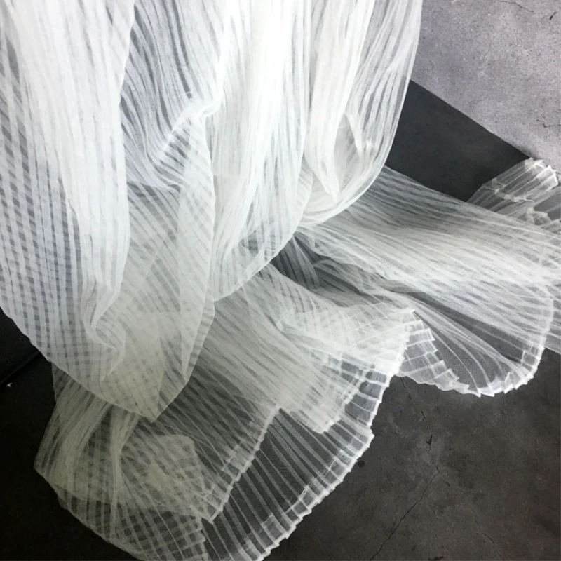 Мягкая супертонкая микро-блестящая плиссированная Тюлевая ткань яркая