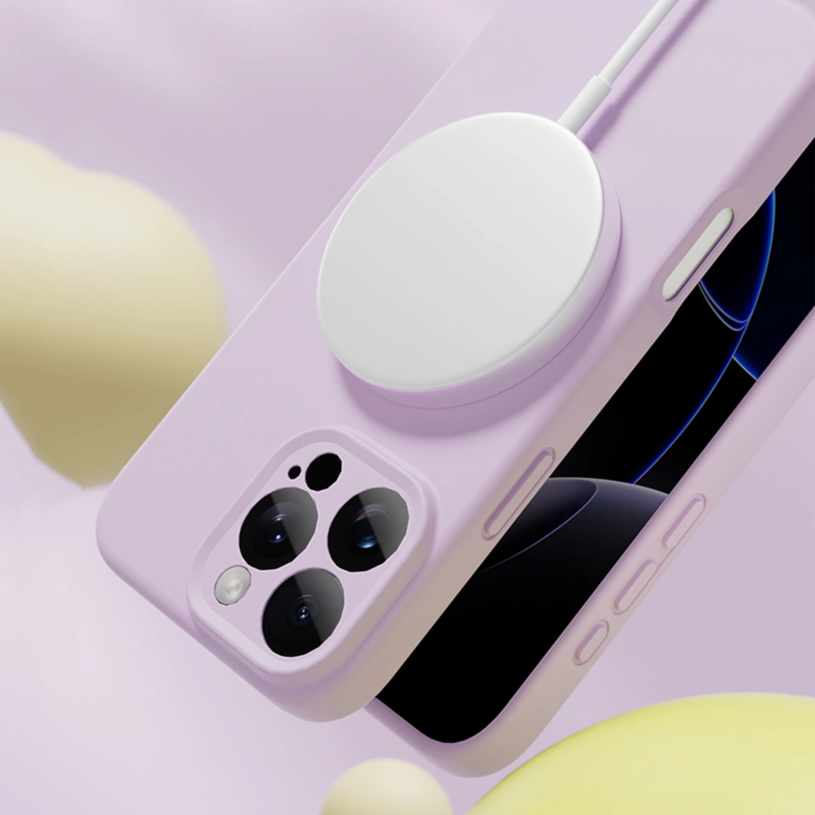 Магнитный мягкий жидкий силиконовый чехол с беспроводной зарядкой для iPhone 16 Pro Max