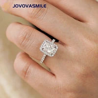 jovovasmile moissanite 18k gold ring 2 carat center 8x6mm modern white radiant cut moissanite