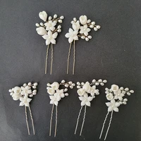 slbridal handmade ceram flower pearls bridal hair pin wedding hair sticker hair accessories bridesmaids women jewelry