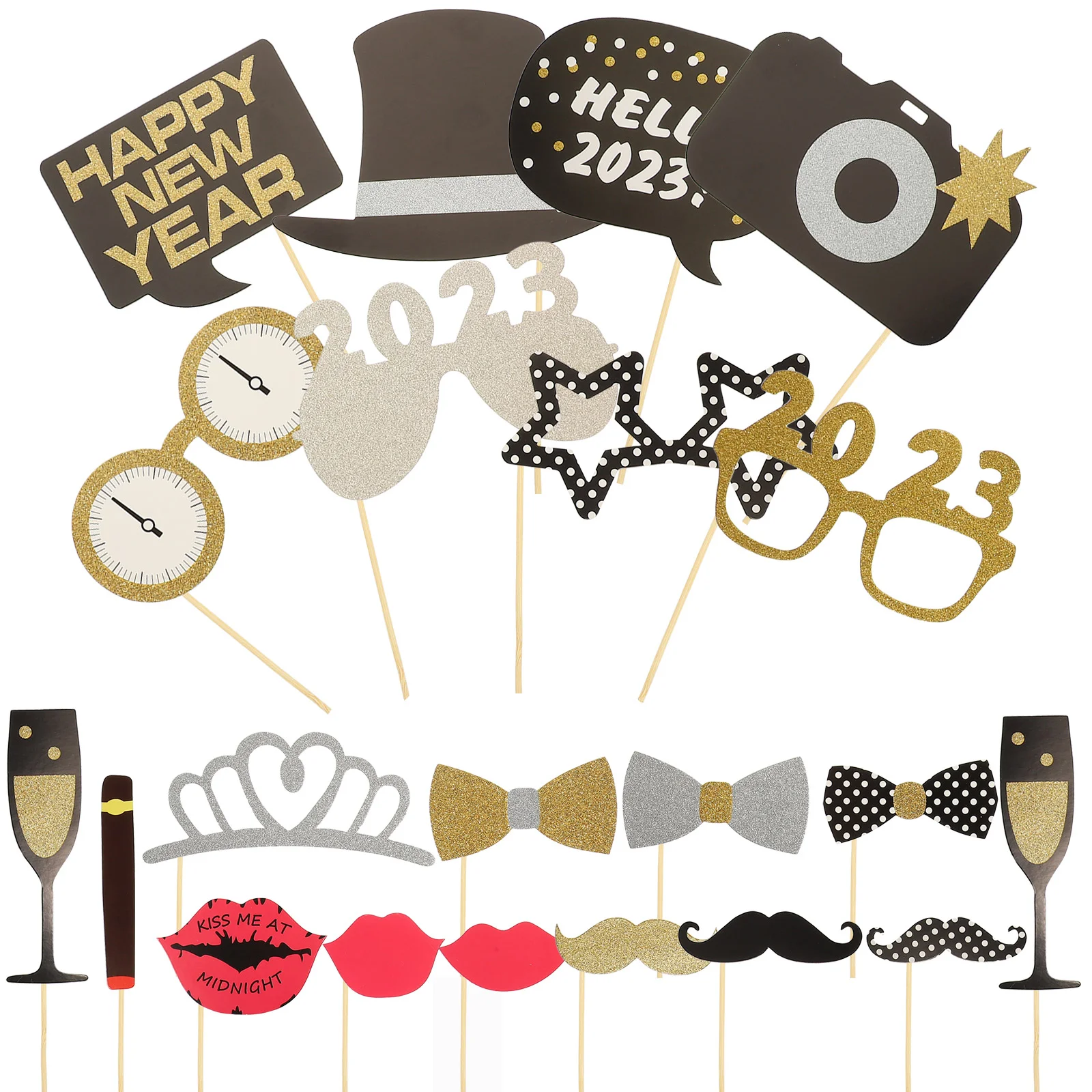 

New Props Year Photo Party Booth Years Evehappy Shooting Supplies Favors Selfie Hand Hold Christmasholiday Photographyfillers