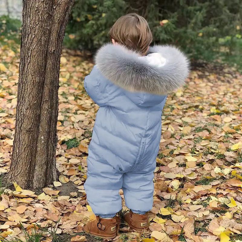 

2023 New Baby Overalls Down Jacket Kids Boy Jumpsuits Toddler Girl Clothes Snow Suit Winter Coat Thick Infant Overcoat